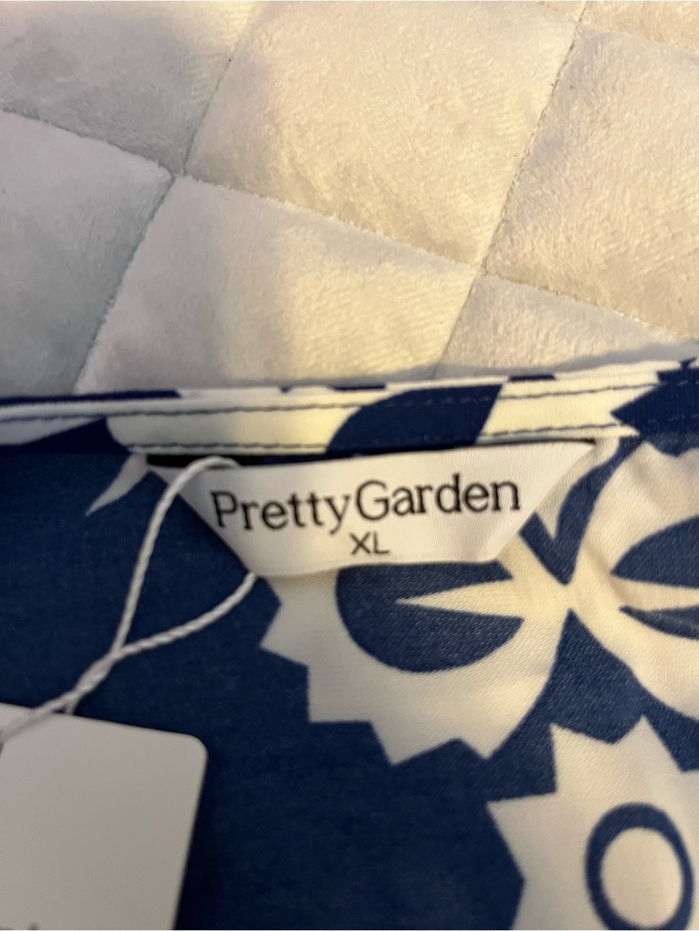 NWT Pretty Garden Blue and White Peasant Maxi Dress Size XL - Picture 12 of 12